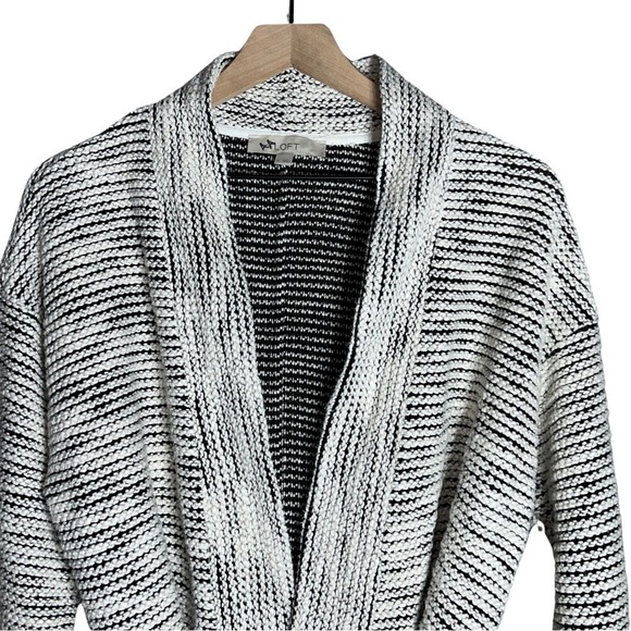 Loft Knit Black & White Tie Cardigan - Size L - Picture 3 of 7
